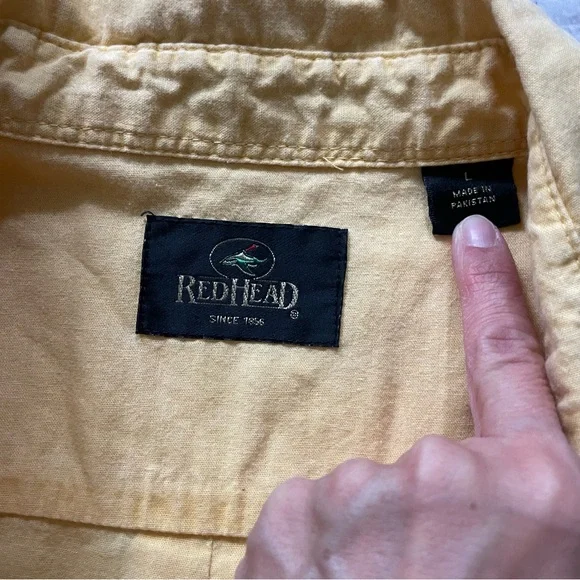 Mens RedHead Yellow Short Sleeve Button Down Shirt - Picture 4 of 4